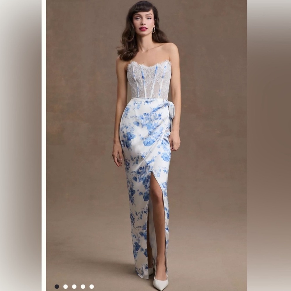 NWOT V. Chapman Nicola Corset Column Gown Size 12 blue